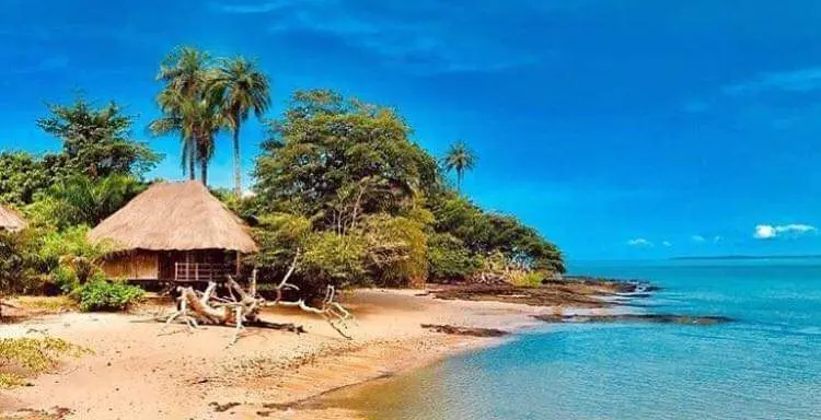 Beach bungalow at midday