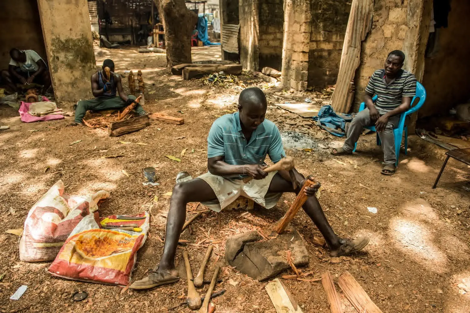 Wood carvers at work